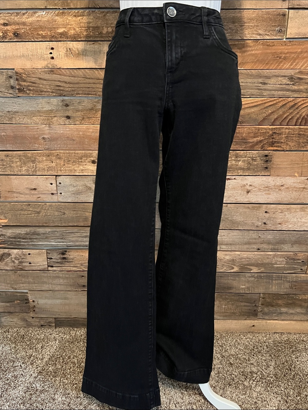 Women’s Wrangler Black Denim Wide-Leg Flare High-Rise Trouser Jeans